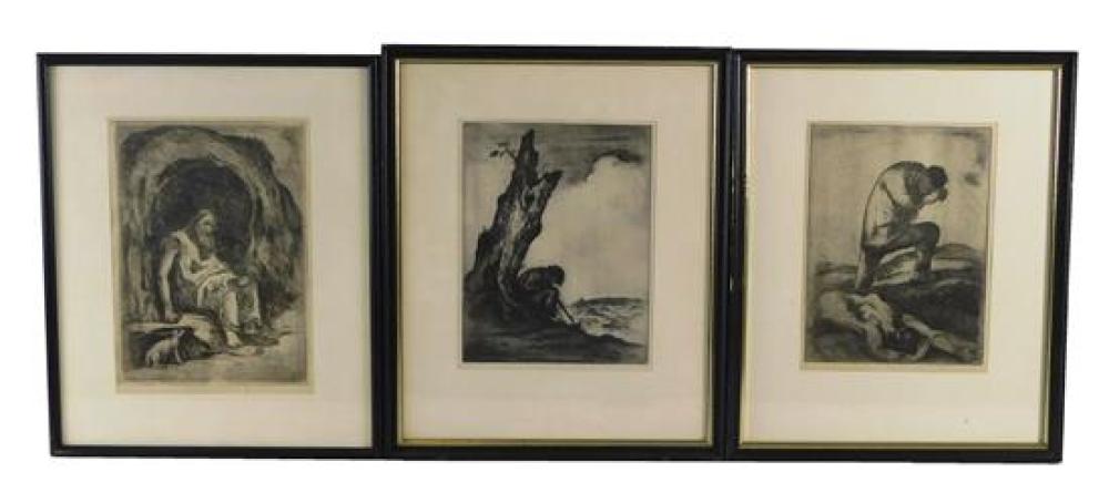 Appraisal: Three th th C etchings including one signed Eugene Higgins