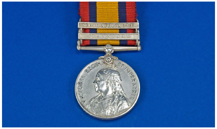 Appraisal: Military Queens South Africa Medal With Two Clasps Transvaal And