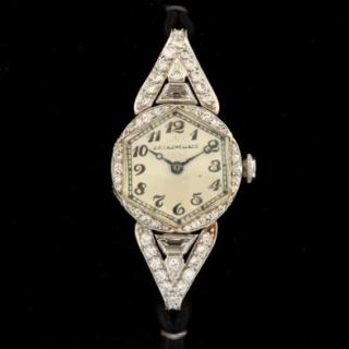 Appraisal: Art Deco Platinum and Diamond Watch J E Caldwell Co