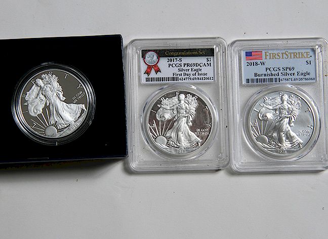 Appraisal: Eagle Lot Two proof and one burnished uncirculated Condition Please