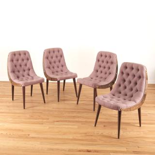 Appraisal: Set Aldo Tura button tufted dining chairs Set Aldo Tura