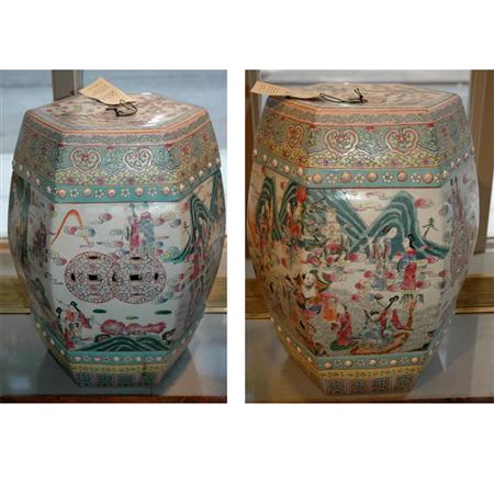 Appraisal: Pair of Chinese Famille Rose Porcelain Garden Seats Estimate -