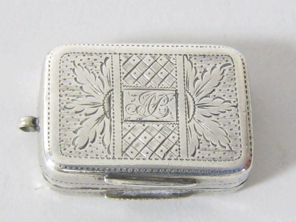 Appraisal: A George III small rectangular Pendant Vinaigrette engraved initials A