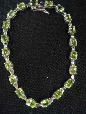 Appraisal: Peridot Sterling Silver Bracelet oval gems '' long