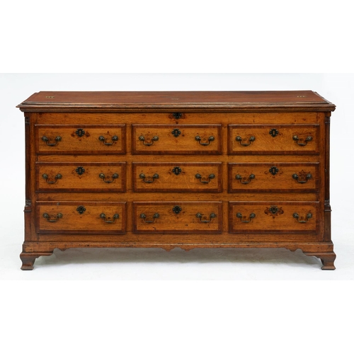 Appraisal: A George III oak and crossbanded Lancashire chest with fluted