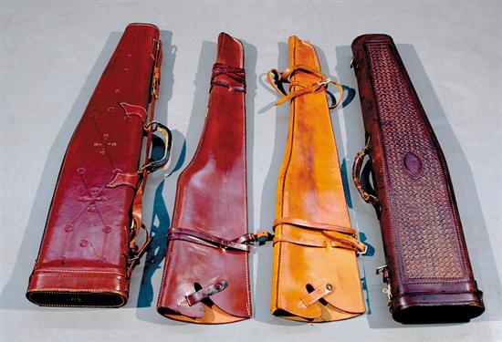 Appraisal: Leather mutton and saddle cases two shotgun mutton cases L