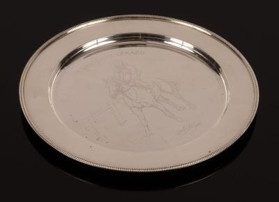 Appraisal: A commemorative silver plate for the racehorse Brigadier Gerard Richard