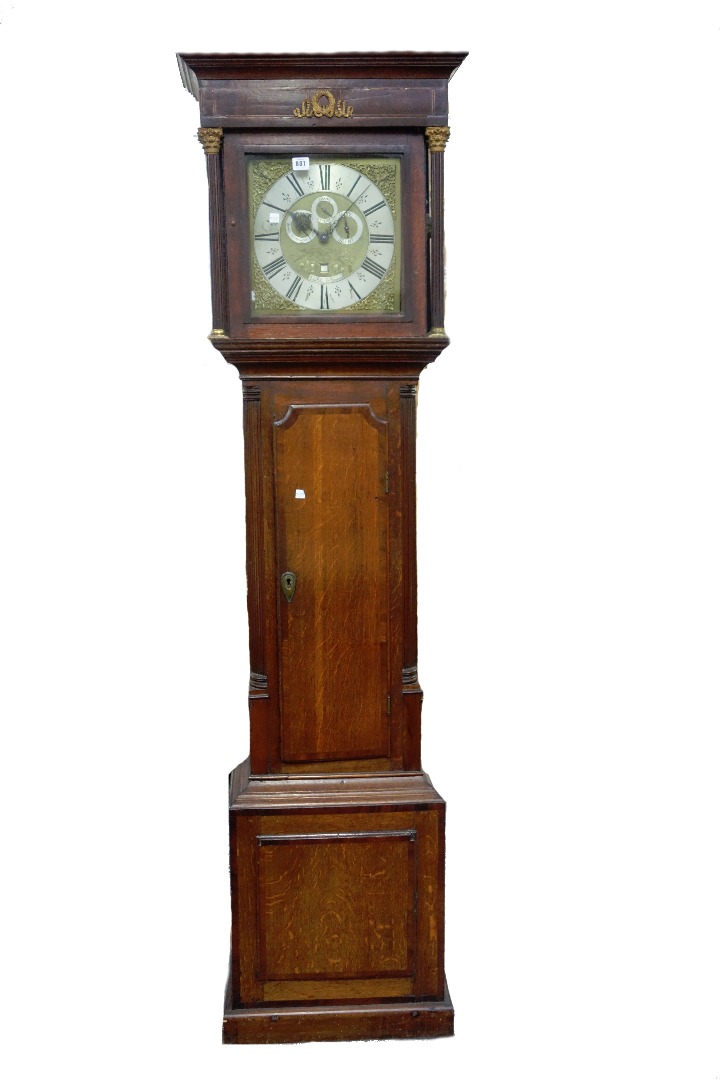 Appraisal: An oak eight day musical longcase clock th century the