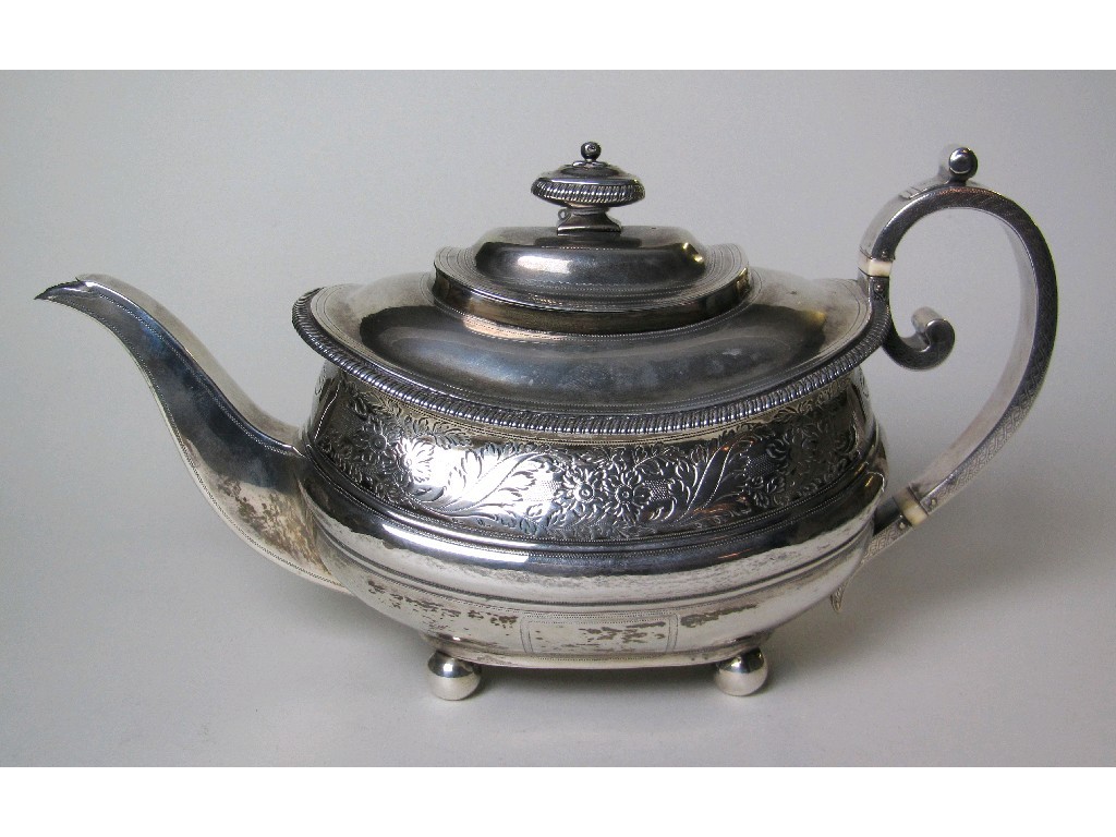 Appraisal: William IV silver teapot oz London