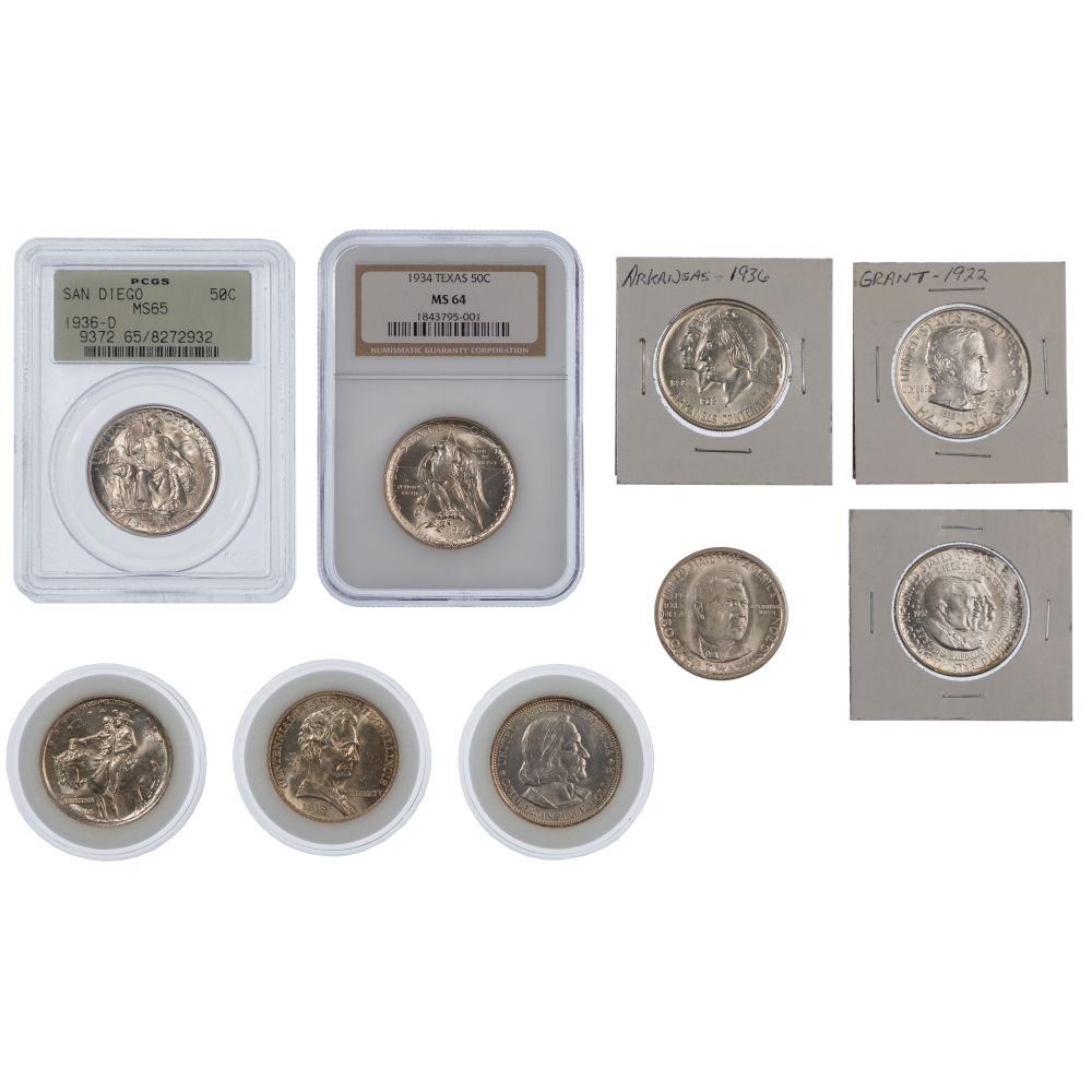 Appraisal: COMMEMORATIVE SILVER C COIN ASSORTMENT items including Texas MS- NGC