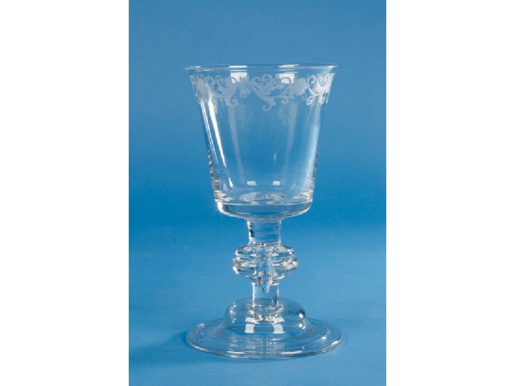 Appraisal: AN TH CENTURY DRINKING GLASS with a flared bowl with