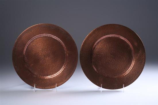 Appraisal: HAMMERED COPPER CHARGERS unmarked - in diam