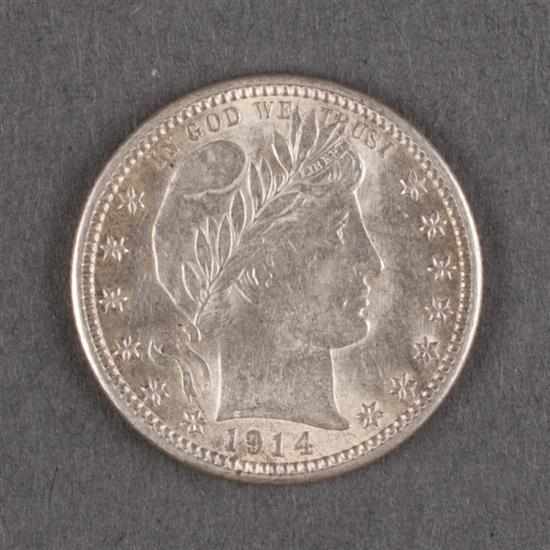 Appraisal: United States Barber type silver quarter MS- Estimate - Coin