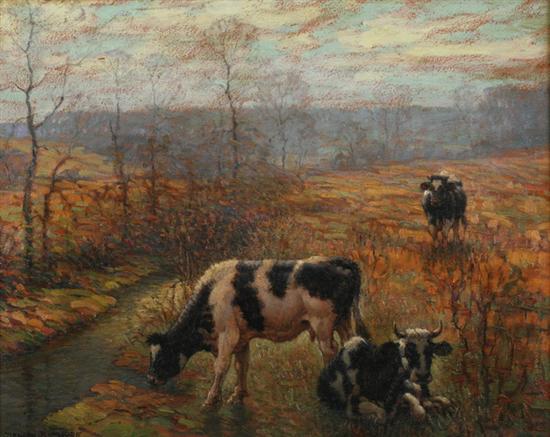 Appraisal: BENSON B MOORE American - COWS IN POTOMAC VALLEY LANDSCAPE