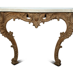 Appraisal: A Louis XV Style Carved Wood Marble Top Console TH