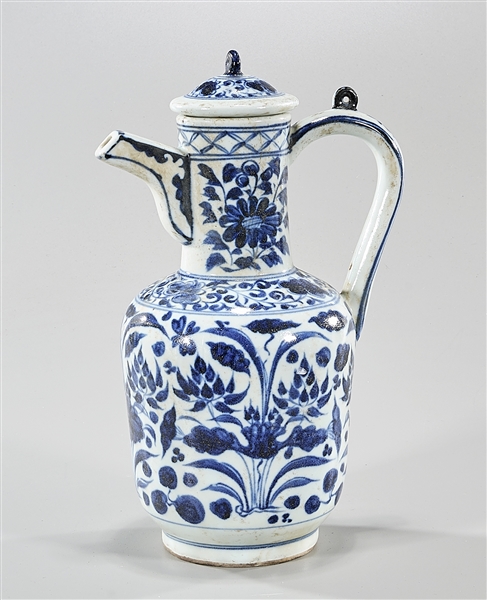 Appraisal: Chinese blue and white porcelain ewer with foliate design x