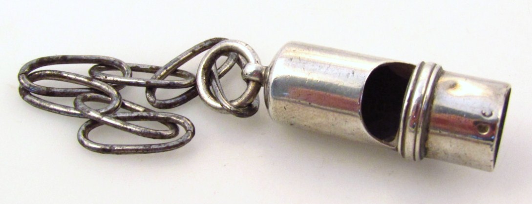 Appraisal: A Victorian silver whistle by George Unite of shaped outline