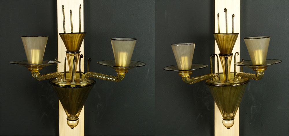 Appraisal: - Pair of th C Venetian Sconces Pair of th