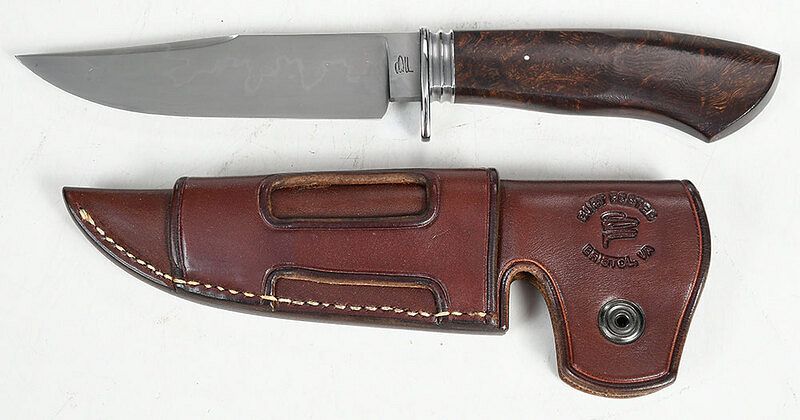 Appraisal: Burt Foster Small Fighter Knife forged clay-hardened blades marked BF