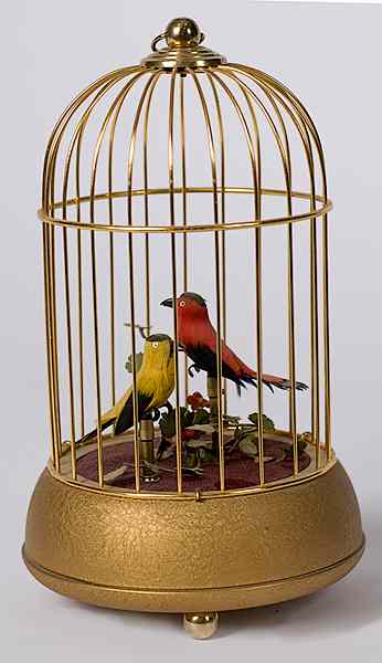 Appraisal: Automaton Birds in Cage th century two automaton birds in