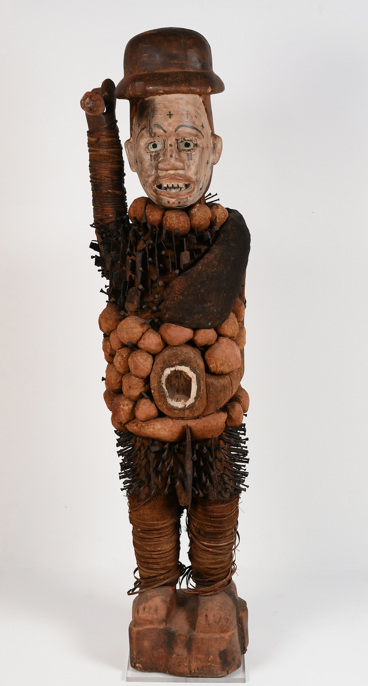 Appraisal: LARGE BAKONGO NKONDI NAIL FETISH FIGURE This imposing fetish is