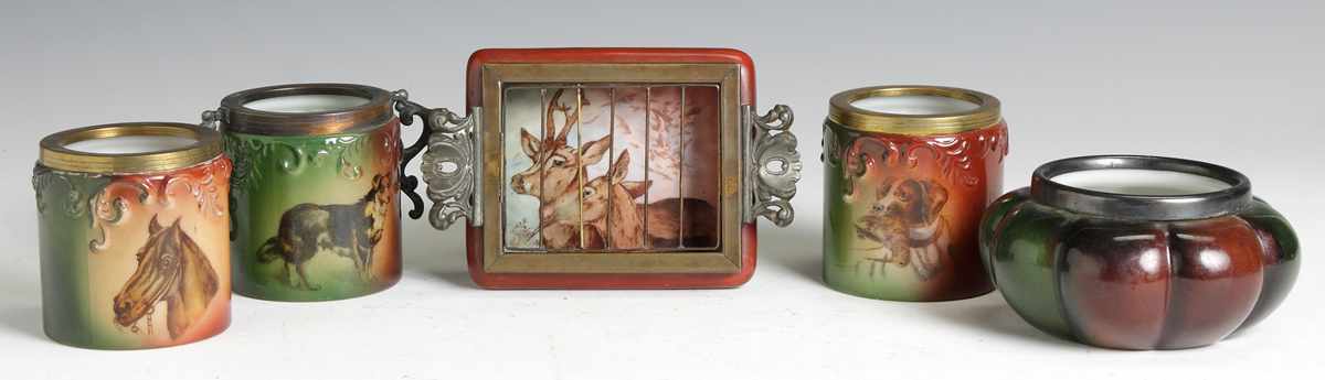 Appraisal: Pcs of Handel Ware Decorated w horses dogs deer etc