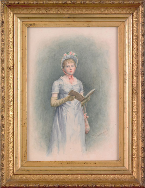 Appraisal: Jennie Augusta Brownscombe American - watercolor portrait of a young