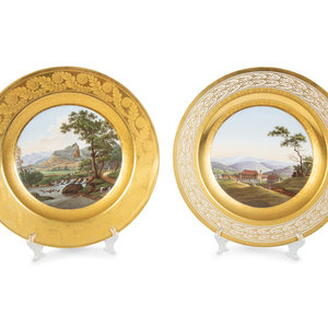 Appraisal: A Pair of KPM Porcelain Cabinet Plates CIRCA - one