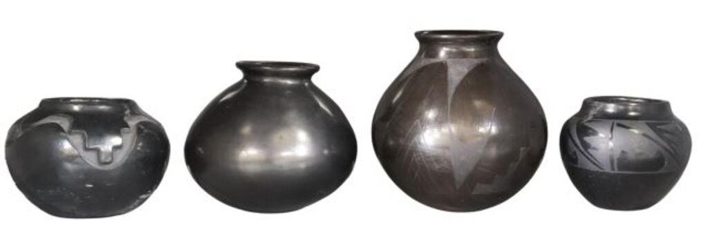 Appraisal: lot of Burnished blackware pottery ollas jars Mata Ortiz Mexico