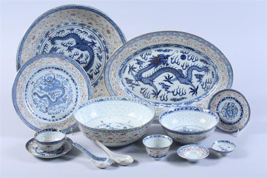 Appraisal: CHINESE BLUE AND WHITE PORCELAIN DINNER SERVICE th century Approx