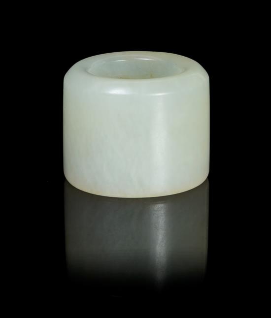 Appraisal: Sale Lot A Pale Celadon Jade Archer's Ring of cylindrical