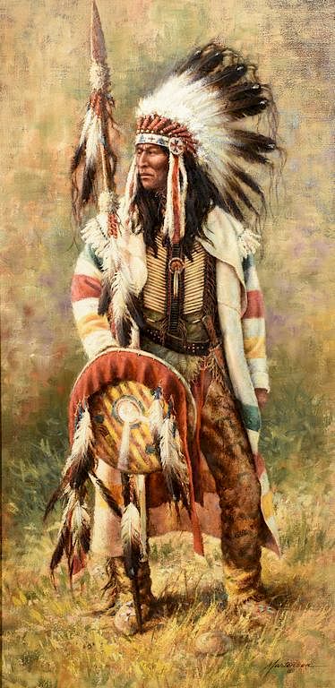 Appraisal: M Martensen large oil of Indian Chief Mark Martensen Arizona