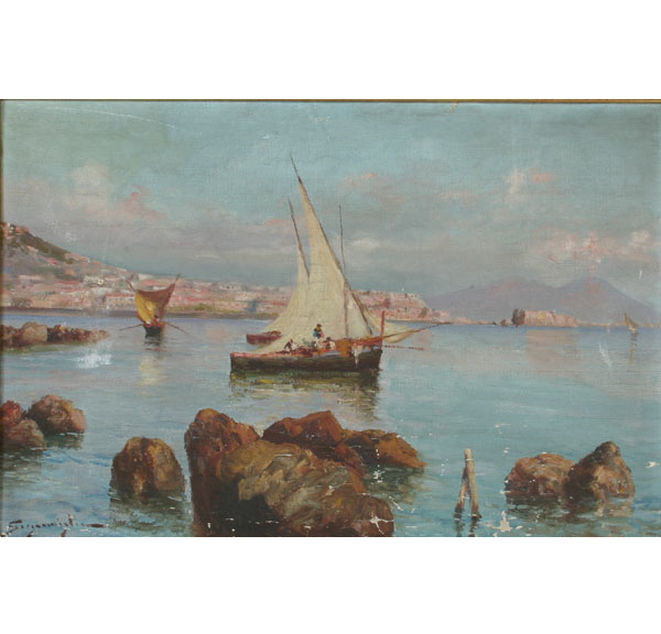 Appraisal: Scognamiglio Italian th Century early Italian seascape oil on canvas