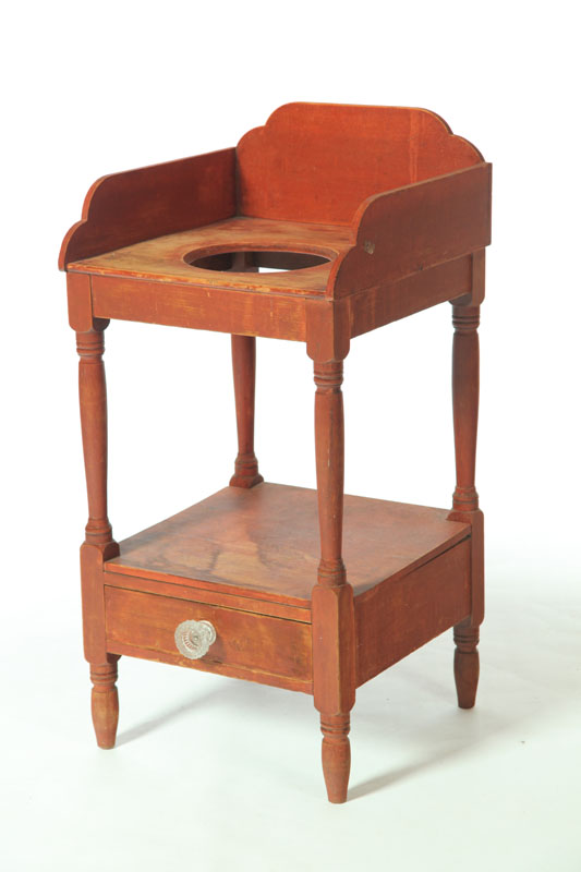 Appraisal: WASHSTAND American mid th century pine Old red wash Gallery