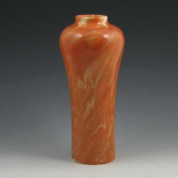 Appraisal: Weller Marbleized vase in orange Marked WELLER twice Couple of