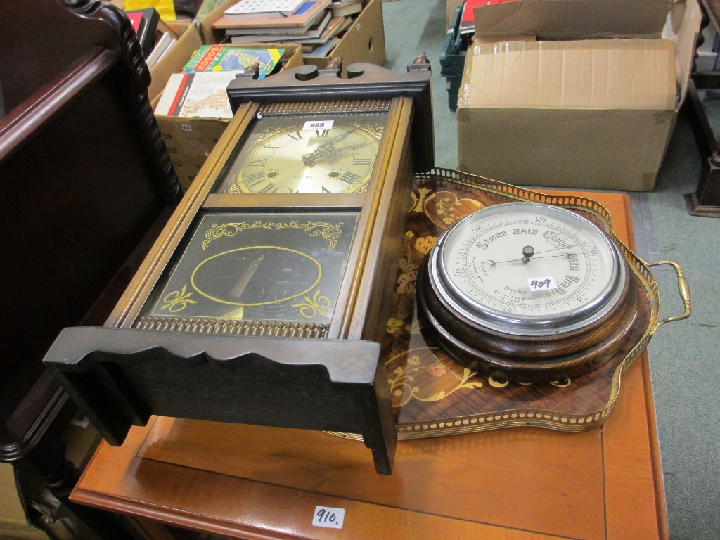 Appraisal: Italian style serving tray wall clock and a barometer