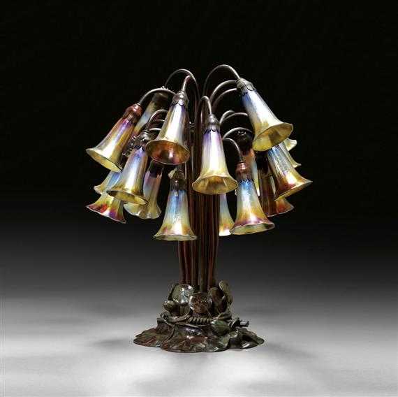 Appraisal: TIFFANY STUDIOS N Y LAMPE DE TABLE EIGHTEEN-LIGHT LILY -