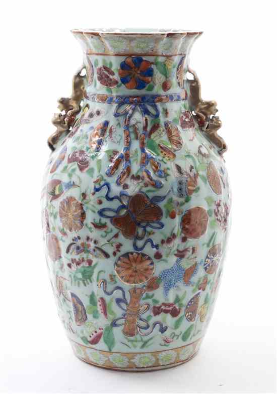 Appraisal: A Rose Medallion Baluster Vase having a ruffled mouth rim