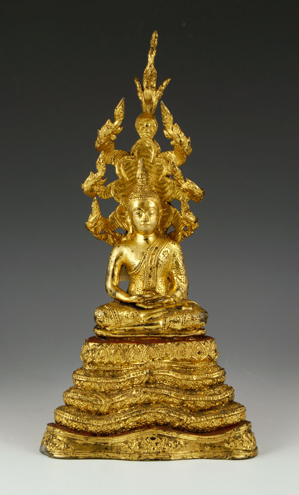 Appraisal: - Gilt Bronze Buddha Thai figure of Buddha gilt bronze