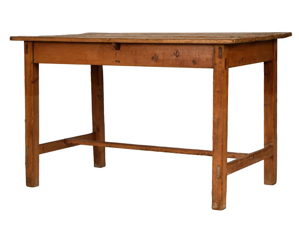 Appraisal: RUSTIC PINE WORK TABLEhaving a three-plank top inches wide inches