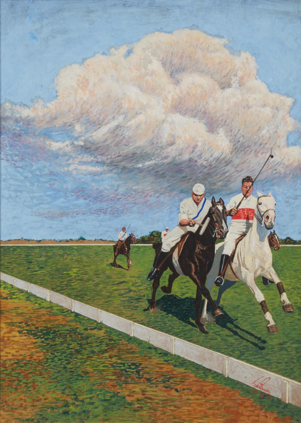 Appraisal: John Whitworth Robson - Los Angeles CA Polo Match Gouache