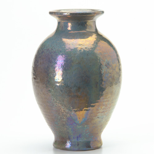 Appraisal: PEWABIC Bulbous vase covered in a lustred purple blue and