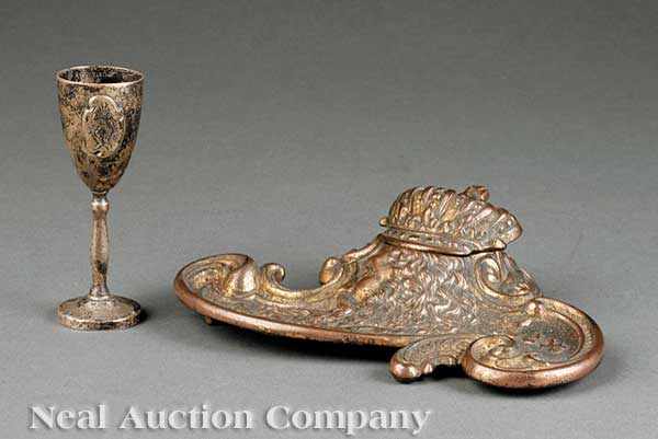 Appraisal: Mardi Gras two Carnival Ball favors including a Rex inkwell