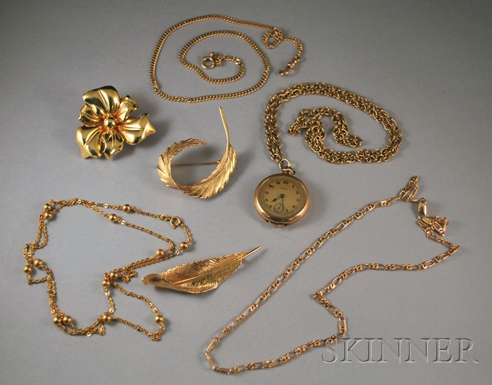 Appraisal: Group of Gold Jewelry including an kt gold flower brooch