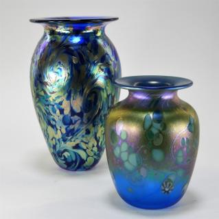 Appraisal: Eickholt Starry Night Jim Bush Art Glass Vases UNITED STATES