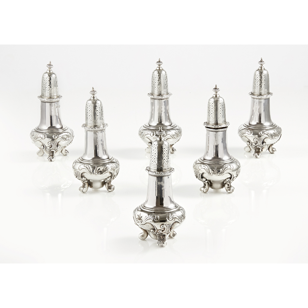 Appraisal: A set of six casters Garrard and Co London of