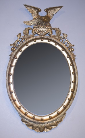 Appraisal: Federal Gilt-Framed Mirror with Eagle Crest Acanthus accents H x