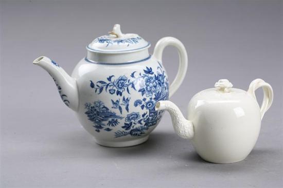 Appraisal: TWO TEAPOTS Dr Wall English mid th century porcelain Individual