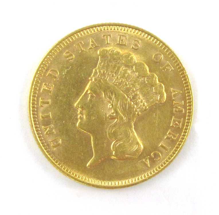 Appraisal: U S THREE DOLLAR GOLD PIECE Indian Princess head -P