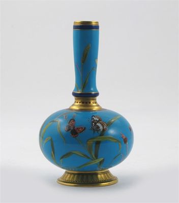 Appraisal: A Minton Cloisonne solifleur vase enamelled in colours with butterflies